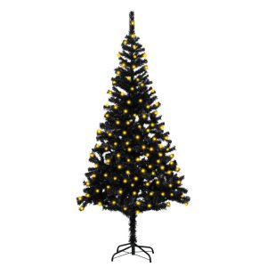 Kunstigt Juletræ Med Led-Lys Og Fod 180 Cm Pvc Sort