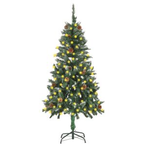 Kunstigt Juletræ Med Led-Lys Og Grankogler 150 Cm