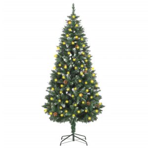 Kunstigt Juletræ Med Led-Lys Og Grankogler 180 Cm