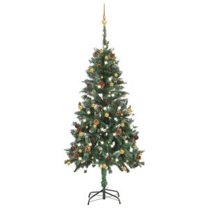 Kunstigt Juletræ Med Led-Lys Og Julekugler 150 Cm
