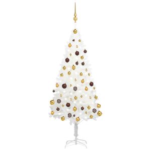 Kunstigt Juletræ Med Led-Lys Og Kuglesæt 150 Cm Hvid