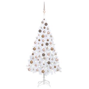Kunstigt Juletræ Med Led-Lys Og Kuglesæt 150 Cm Pvc Hvid