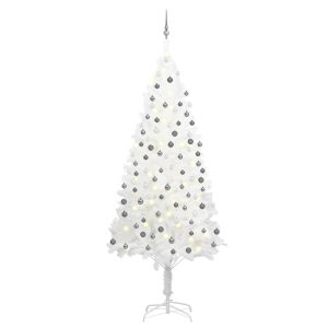 Kunstigt Juletræ Med Led-Lys Og Kuglesæt 240 Cm Hvid