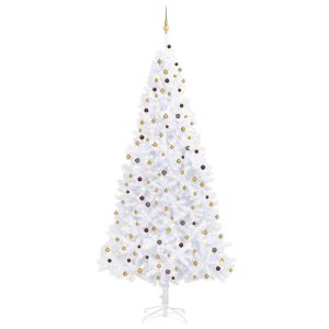 Kunstigt Juletræ Med Led-Lys Og Kuglesæt 300 Cm Hvid