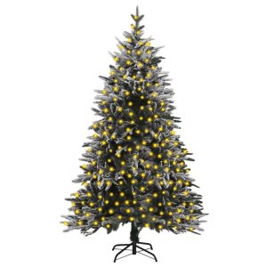 Kunstigt Juletræ Med Led-Lys Og Puddersne 240 Cm Pvc Og Pe