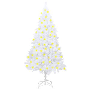 Kunstigt Juletræ Med Led-Lys Og Tykke Grene 150 Cm Hvid