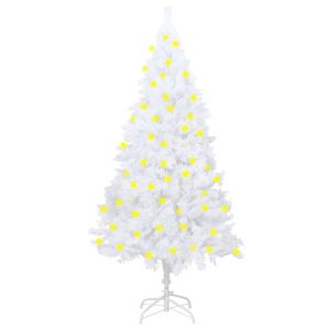 Kunstigt Juletræ Med Led-Lys Og Tykke Grene 180 Cm Hvid