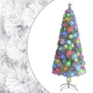 Kunstigt Juletræ Med Led-Lys Optisk Fiber 210 Cm Hvid