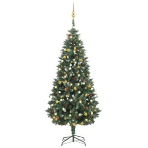 Kunstigt Juletræ Med Led-Lys & Julekugler 180 Cm