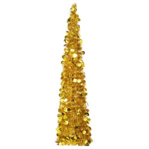 Kunstigt Juletræ Med Pop Op-Funktion 150 Cm Pet Guldfarvet