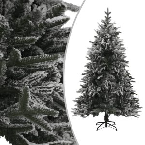 Kunstigt Juletræ Med Puddersne 150 Cm Pvc Og Pe Grøn