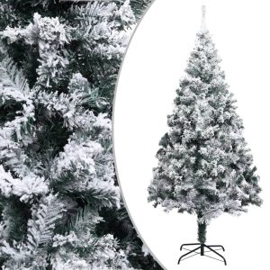 Kunstigt Juletræ Med Puddersne 180 Cm Pvc Grøn