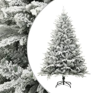 Kunstigt Juletræ Med Puddersne 180 Cm Pvc Og Pe Grøn