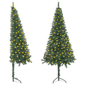 Kunstigt Juletræ Til Hjørne Med Led-Lys 150 Cm Pvc Grøn