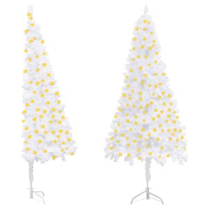 Kunstigt Juletræ Til Hjørne Med Led-Lys 240 Cm Pvc Hvid