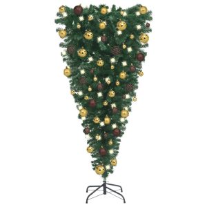 Kunstigt Omvendt Juletræ Med Led-Lys Og Kuglesæt 120 Cm