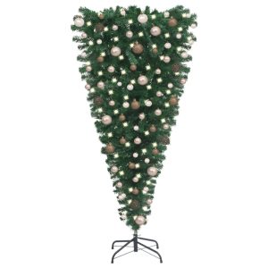 Kunstigt Omvendt Juletræ Med Led-Lys Og Kuglesæt 210 Cm