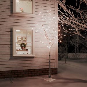 Led-Birketræ 300 Cm 240 Led'Er Varmt Hvidt Lys Hvid
