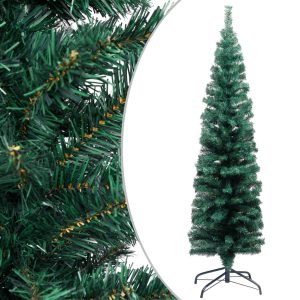 Slankt Kunstigt Juletræ Med Fod 150 Cm Pvc Grøn