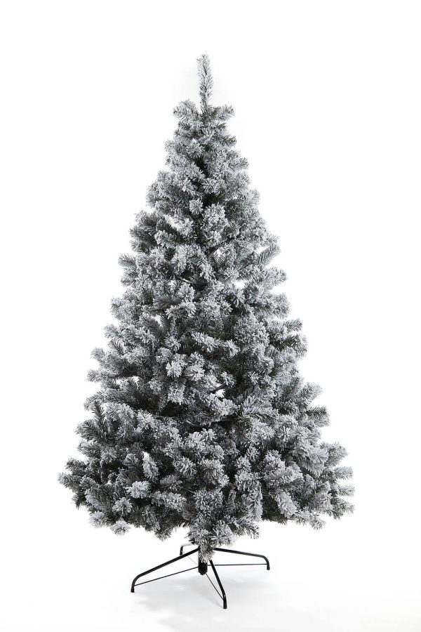 Flock kunstigt juletræ 2 størrelser - H120 x Ø84 cm