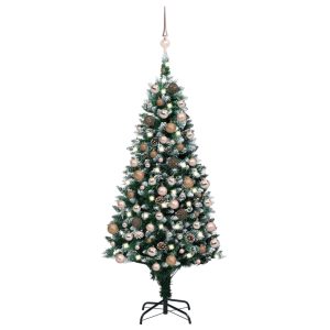 Kunstigt Juletræ Med Led-Lys + Kuglesæt Og Grankogler 150 Cm