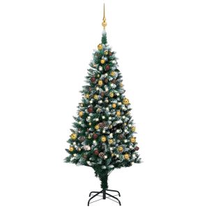 Kunstigt Juletræ Med Led-Lys + Kuglesæt Og Grankogler 180 Cm