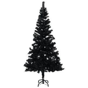 kunstigt juletræ med fod 180 cm PVC sort