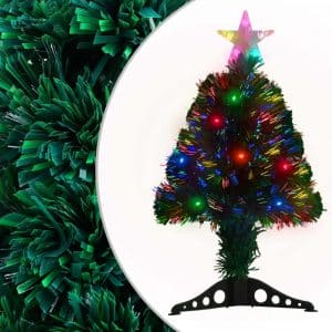 kunstigt juletræ med fod og LED 64 cm fiberoptik