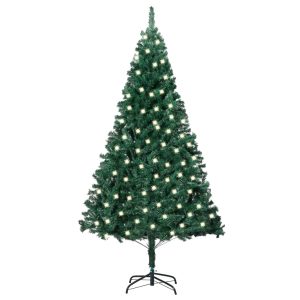 juletræ med LED-lys og tykke grene 120 cm grøn