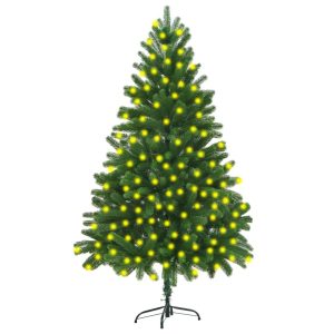 kunstigt juletræ med LED 210 cm grøn