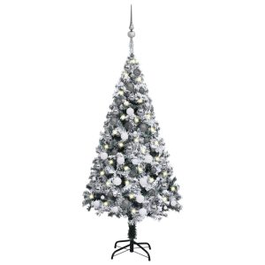 kunstigt juletræ med LED og kuglesæt 120 cm grøn