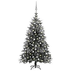kunstigt juletræ med LED og kuglesæt + puddersne PVC PE 240 cm