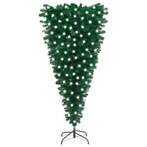 kunstigt omvendt juletræ med LED 180 cm grøn