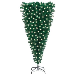 kunstigt omvendt juletræ med LED 240 cm grøn