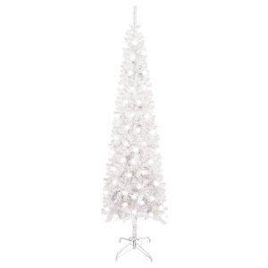smalt juletræ med LED 120 cm hvid
