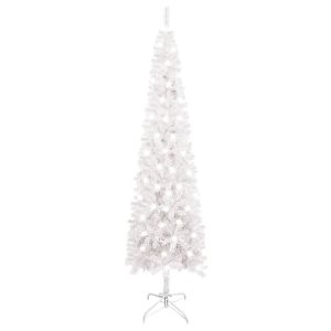 smalt juletræ med LED 150 cm hvid