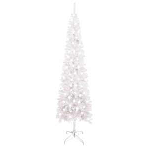 smalt juletræ med LED 180 cm hvid