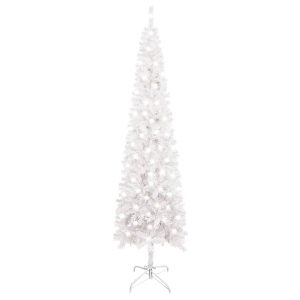 smalt juletræ med LED 210 cm hvid