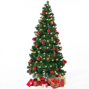 Juletræ 180 cm lyskæde 52x forskellige julekugler stand 533 tips Kunstig juledekoration juletræ PVC grøn