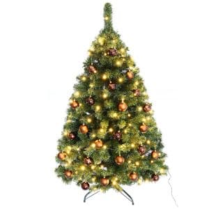 Juletræ 150 cm Maria med LED lys og brune julekugler