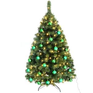 Juletræ 150 cm Maria med LED lys og grønne julekugler