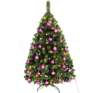 Juletræ 150 cm Maria med LED lys og lilla julekugler