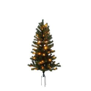 Juletræ kunstig PVC "ASKE", udendørs med spyd, m/LED 2 størrelser - H120 x Ø72 cm