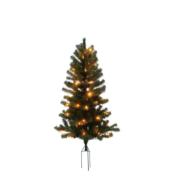 Juletræ kunstig PVC "ASKE", udendørs med spyd, m/LED 2 størrelser - H120 x Ø72 cm