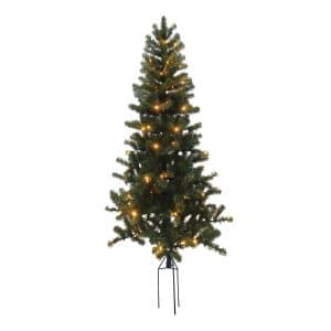 Juletræ kunstig PVC "ASKE", udendørs med spyd, m/LED 2 størrelser - H150 x Ø90 cm