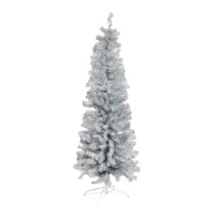 NORDIC WINTER Juletræ kunstig smalt PVC "BLING" 180X68 cm sølv