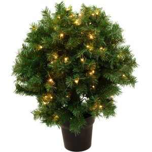 Kunstigt Juletræ kugleformet i potte, H70 cm, 120 LED lys. 230 volt