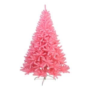 Kunstig juletræ m. afstivet top, pink - H180 x D129,5 cm.