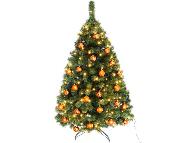 Juletræ 150 cm Maria med LED lys og orange julekugler