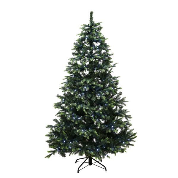 Juletræ kunstig PE/PVC "Limited Edition", Klasse A+, 180X124 cm m/farver og hvid LED